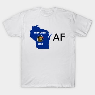 Wisconsin Flag State Outline AF (black) T-Shirt